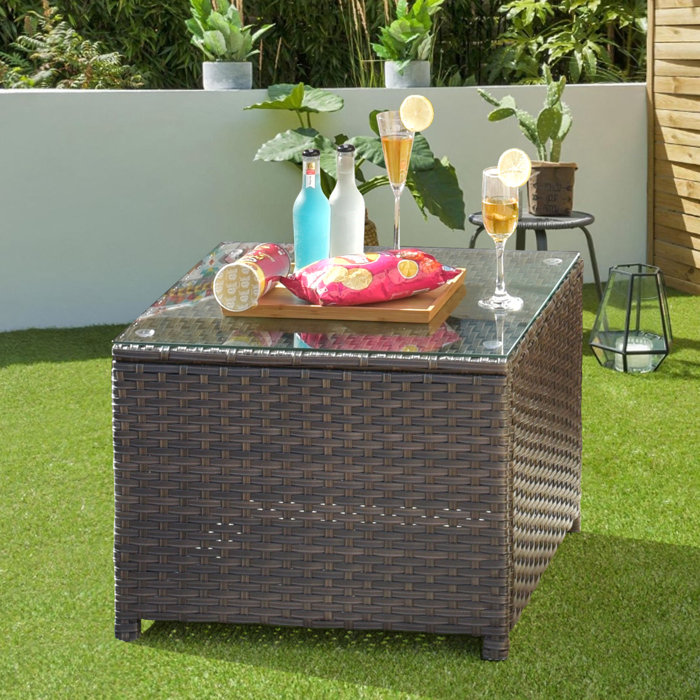Red Barrel Studio® Glass Outdoor Coffee Table & Reviews | Wayfair